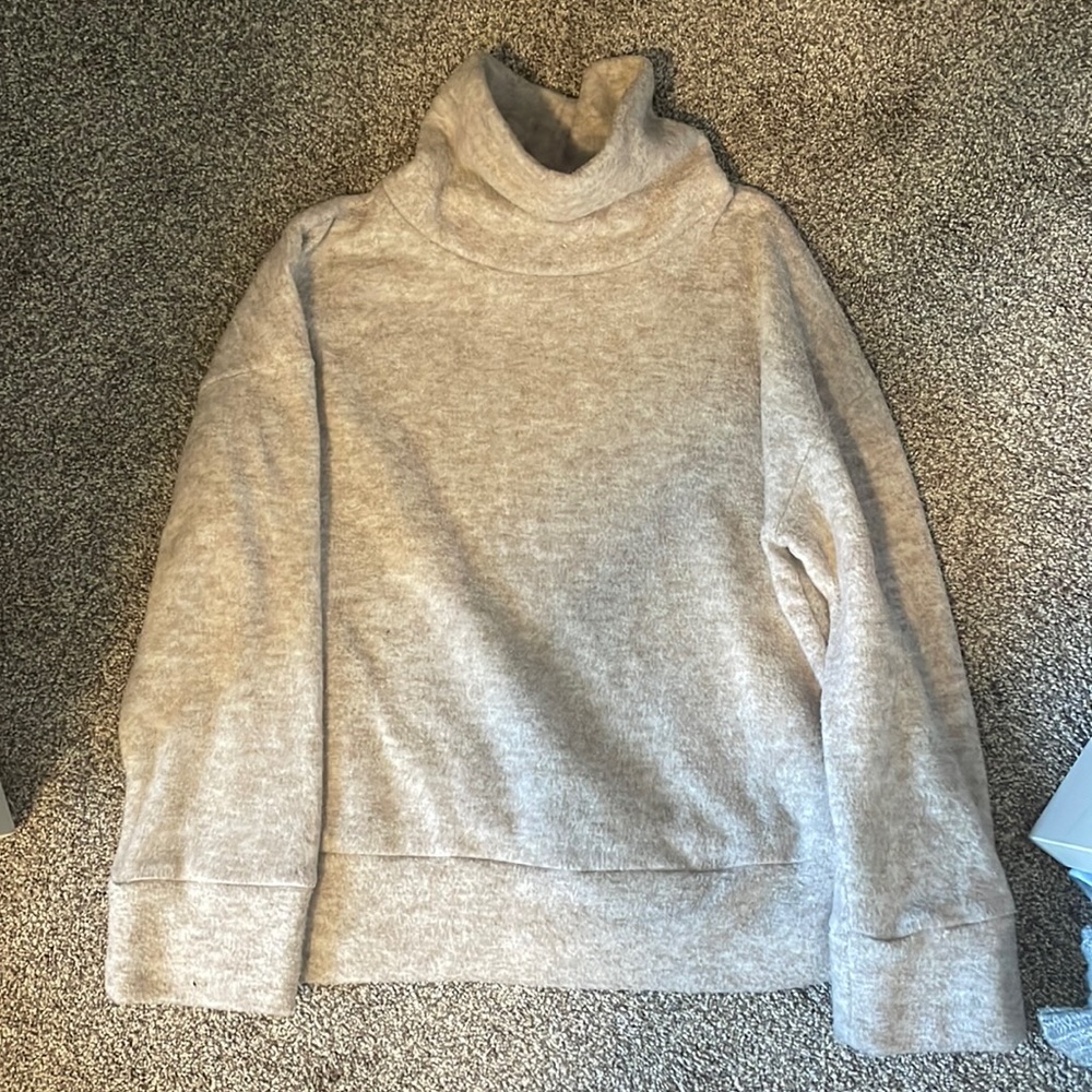Tan, M, fuzzy turtleneck sweater!